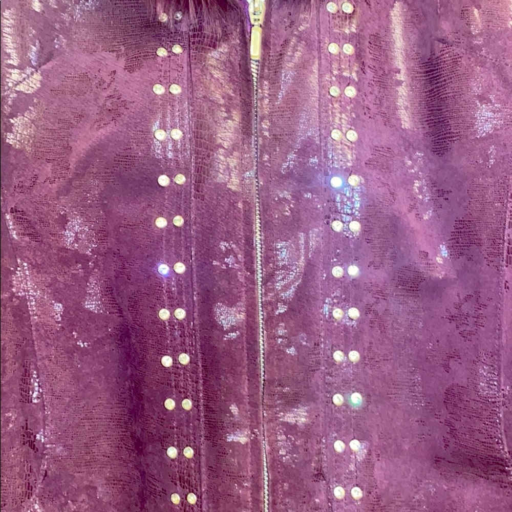 Beautiful purple suede jacket with purple fur - Picture 2 of 11